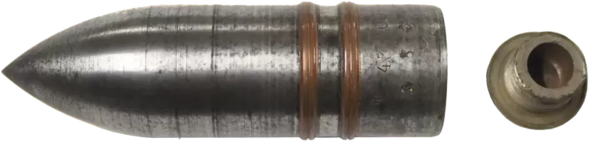 Ligne Maginot - Cartouche de 47mm Mle 1885 à obus de rupture Mle 1892 & 1892 G - Obus de rupture en acier Mle 1892 & 1892 G et son bouchon support 