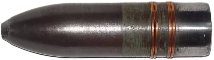 Ligne Maginot - Munitions de 47 mm utilisées dans la fortification - Obus ordinaire de 47 mm Mle 1888M d’exercice avec fausse fusée – la bande peinte en bleu pourrait identifier une munition d’école à feu. 