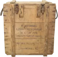 Ligne Maginot - Munitions de 47 mm utilisées dans la fortification - Caisse bois pour 11 cartouches de 47 mm à boulet de rupture Mle 1936