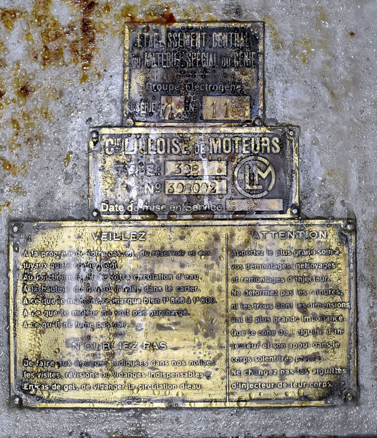 Ligne Maginot - ROCHE LA CROIX (RLC) - (Ouvrage d'artillerie) - Plaque de moteur CLM