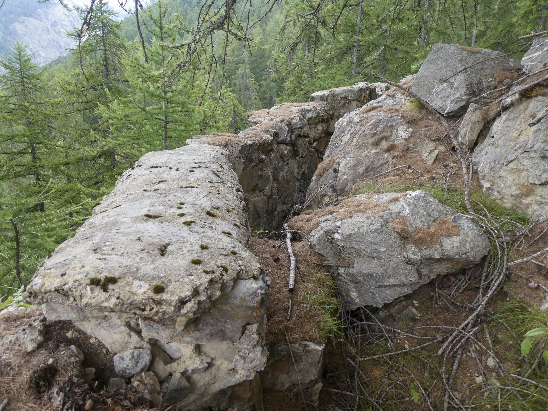 Ligne Maginot - VALLON DE NAVELAS - (Cuve pour arme d'infanterie) - La cuve en partie comblée par un éboulement rocheux 