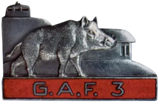 Ligne Maginot - Insigne du GFA 3 - Insigne du Groupe d'Artillerie de Forteresse 3 (GAF3) servant l’artillerie du Secteur Fortifié de Haguenau