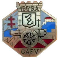 Ligne Maginot - Insigne du GAFV - Insigne du Groupe d'Artillerie de Forteresse des  Vosges (GAFV) servant l’artillerie du Secteur Fortifié des Vosges
