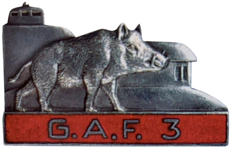 Ligne Maginot - Insigne du GFA 3 - Insigne du Groupe d'Artillerie de Forteresse 3 (GAF3) servant l’artillerie du Secteur Fortifié de Haguenau