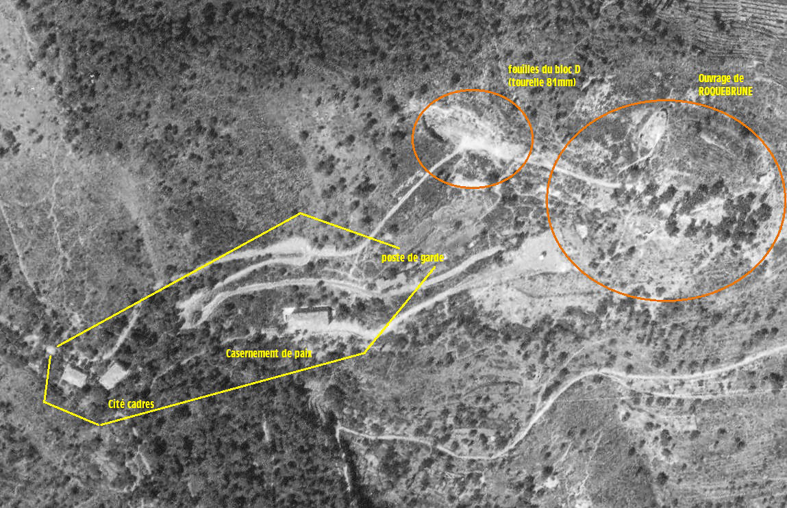 Ligne Maginot - ROQUEBRUNE - CASERNE CORNILLAT - (Casernement) - Emplacement du casernement - IGN - Géoportail 1945