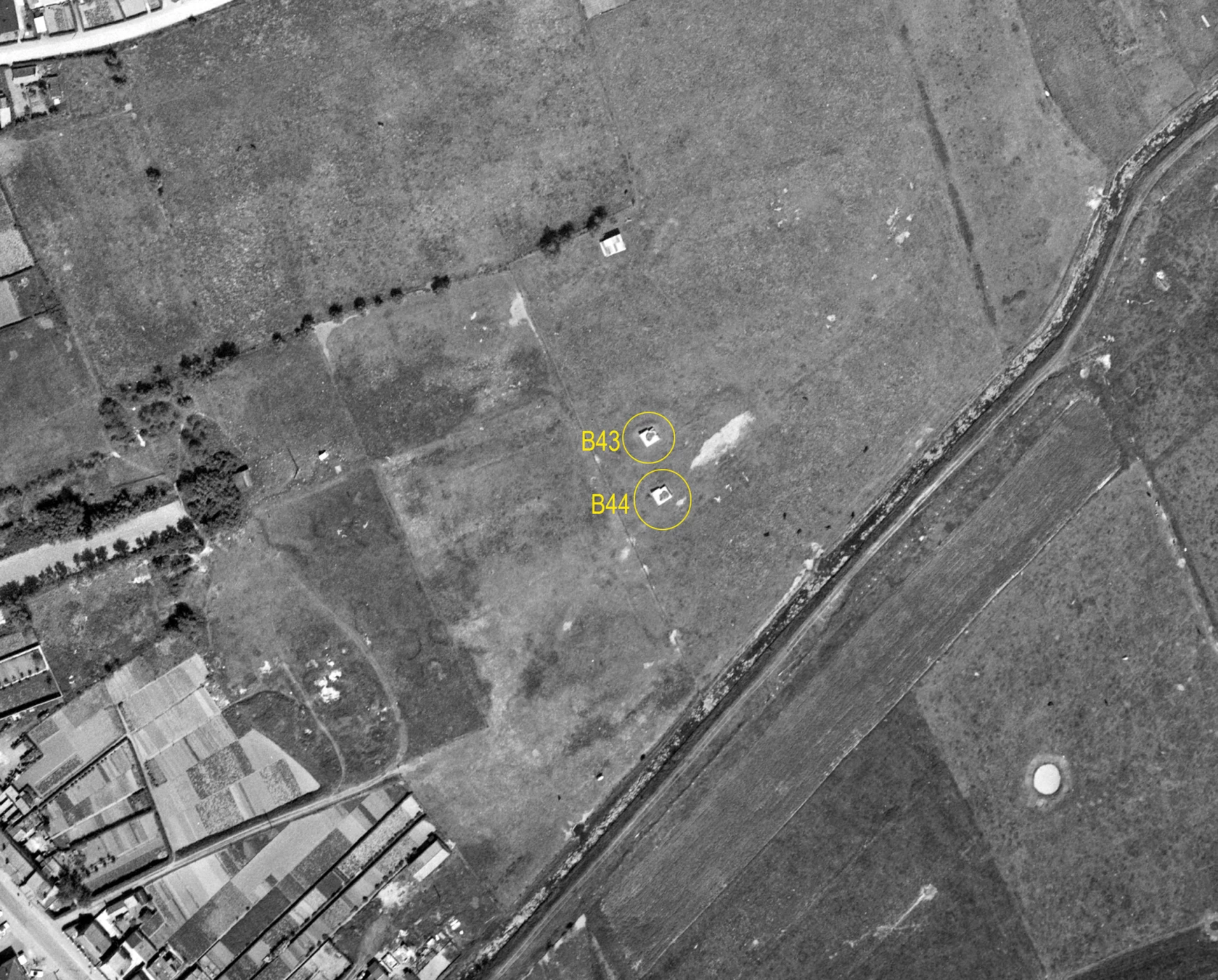 Ligne Maginot - B43/44 - La COMMUNE 1 et 2 - (Blockhaus pour arme infanterie) -  - IGN - Géoportail 1962