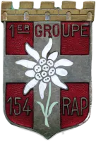 Ligne Maginot - 154° Régiment d'Artillerie de Position (154° RAP) - Insigne du 1er Groupe du 154° RAP