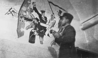 Ligne Maginot - BOUSSE - A24 - (Ouvrage d'infanterie) - La peinture murale de la popote, décembre 1939
Le Lt Gendre, peintre