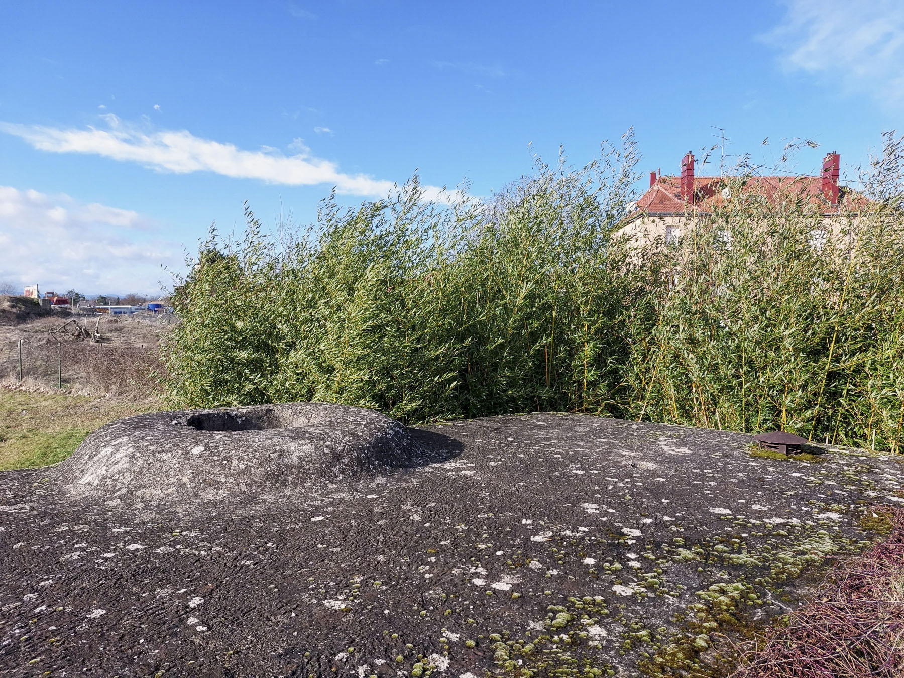 Ligne Maginot - ALGOLSHEIM - ABBATUCCI - (Blockhaus pour arme infanterie) - La dalle du blockhaus avec l'emplacement de la tourelle de char Renault FT  - Gregory Fuchs